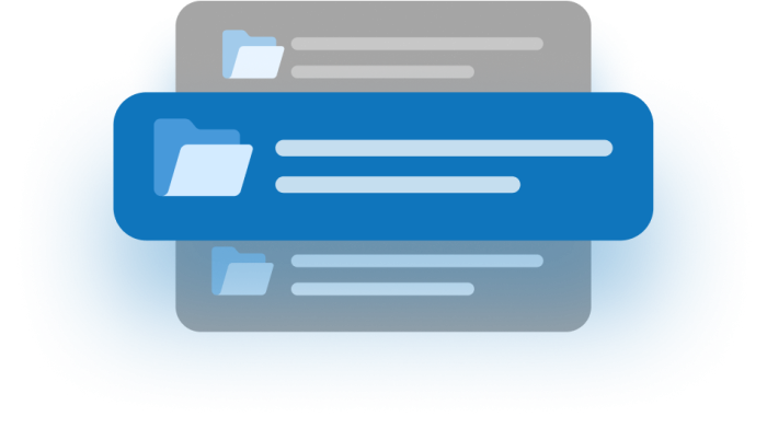 Illustration of a cloud-based file management system organizing and storing digital folders.