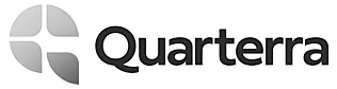 Quarterra logo with a circular geometric symbol made of four curved segments to the left of the word “Quarterra” in bold, black lowercase letters, reflecting the brand’s focus on multifamily living solutions.
