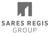 Sares Regis Group logo in gray, featuring a geometric design above the company’s name in bold and regular font, reflecting their expertise in multifamily developments.