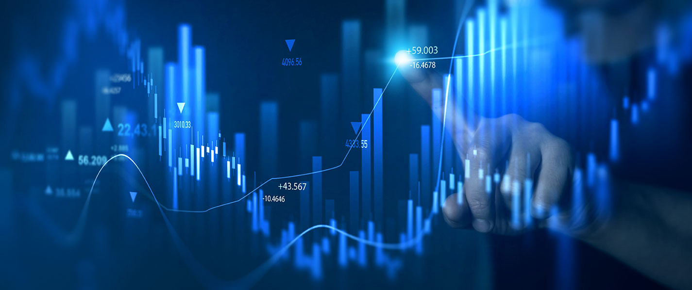 Financial analytics dashboard with interactive business performance charts and forecasting data.